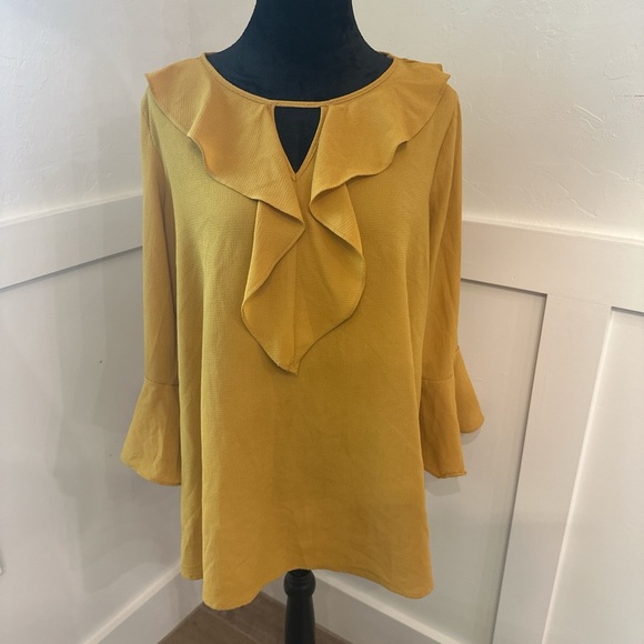 Misia Mustard Ruffled Blouse - Picture 1 of 4